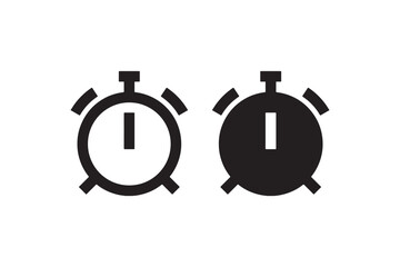 Stopwatch Timer Icons in Outline and Solid Style Vector