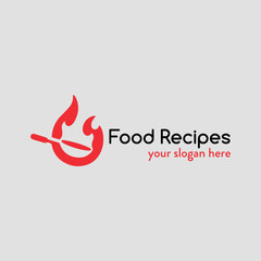 cooking food recipe logo design vector	