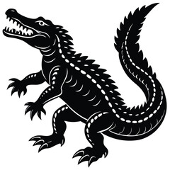 Black and White Alligator Vector – Aggressive Stylized Reptile Design