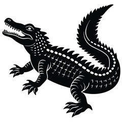 Black and White Alligator Vector – Aggressive Stylized Reptile Design