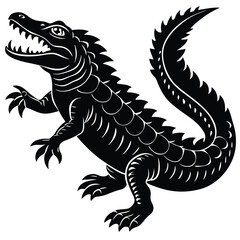 Black and White Alligator Vector – Aggressive Stylized Reptile Design