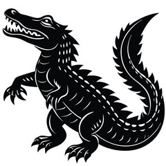 Black and White Alligator Vector – Aggressive Stylized Reptile Design