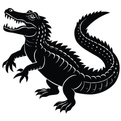 Black and White Alligator Vector – Aggressive Stylized Reptile Design