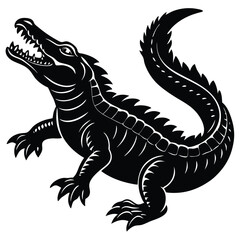 Black and White Alligator Vector – Aggressive Stylized Reptile Design