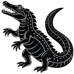 Black and White Alligator Vector – Aggressive Stylized Reptile Design