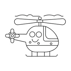 Adorable Black & White Helicopter Drawing – Perfect for Preschoolers 