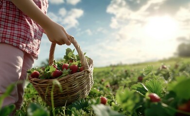 Fototapeta premium Strawberry celebration - national delight, ripe harvest, fresh fruit, sweet tradition, seasonal joy, farm picking, juicy treat, garden bounty, berry festivity, natural indulgence.