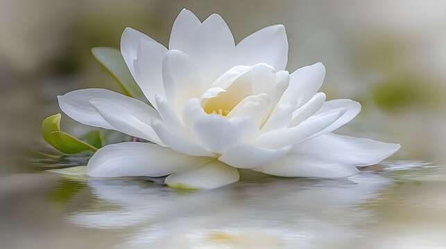 Serene White Water Lily Floating on Calm Water