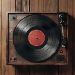 Vinyl record mockup spinning on a vintage turntable