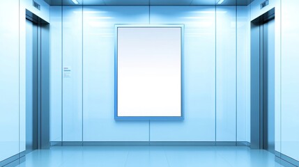 Fototapeta premium Empty advertisement board inside a modern elevator.