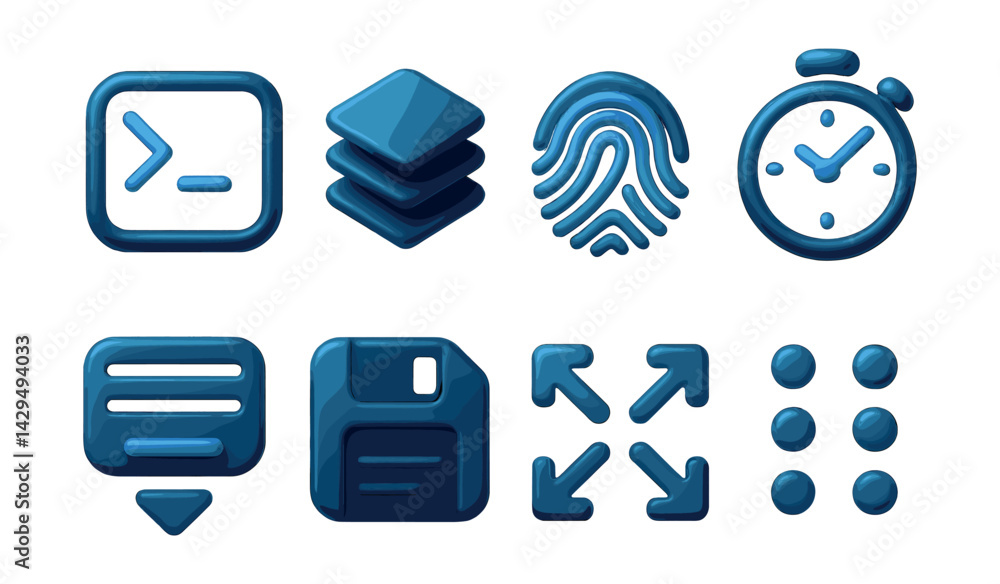 Poster sleek icon set: interface elements with modern design for applications and websites
