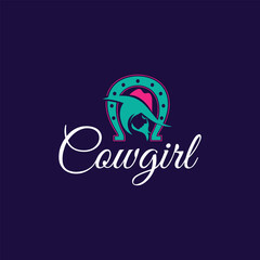 cowgirl fashion logo design vector