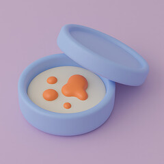 Colorful cosmetic cream in a blue container on a pastel background  