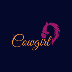 cowgirl fashion logo design vector