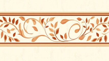 Autumn leaves border design, cream background, seamless pattern, website decor