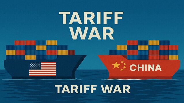 Trade war policy with China.United States tariffs,to increase the American economy..Government import tariff China.Industrial Tariffs growth.Import Trade Tariffs increase.USA Eagle vs Chinese Dragon	
