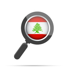 Magnifying glass with the flag of Lebanon – Vector Flat Illustration