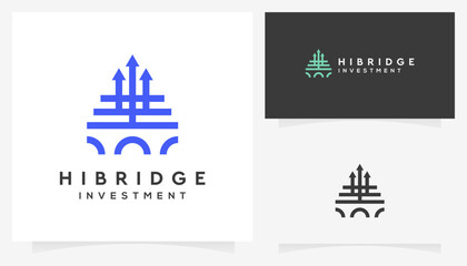 Bridge invest logo design ideas. Creative vector based icon template.
