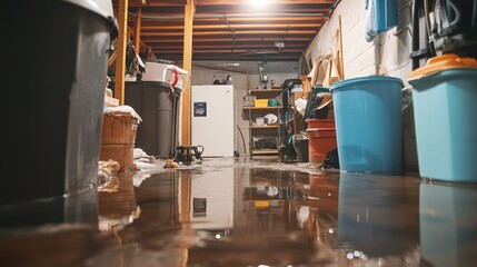 A stunning image of flooded basement due to snowmelt or a pipe burst highlights the challenges of water damage restoration.