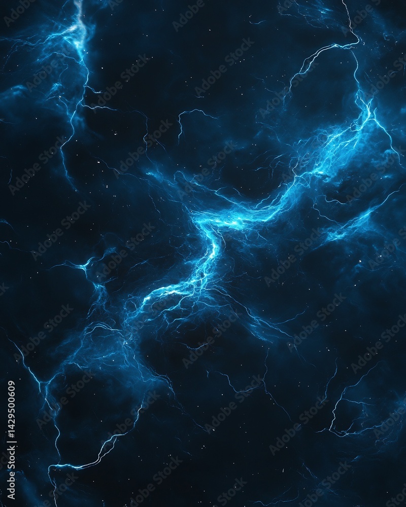 Poster abstract image of blue energy patterns on dark background
