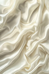 Obraz premium White satin fabric with flowing soft folds. Elegant textile concept. 