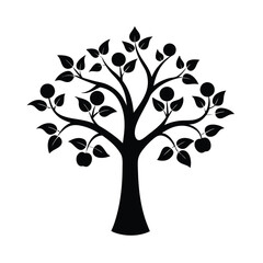 Obraz premium Fruitful Apple Tree Silhouette in Artistic Style