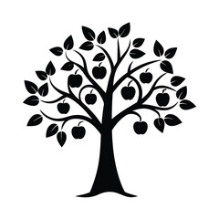 Fototapeta premium Classic Apple Tree Silhouette with Flowing Branches