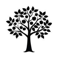 Obraz premium Minimalist Apple Tree Silhouette Vector Icon