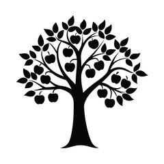 Obraz premium Elegant Tree Silhouette with Apple Branches