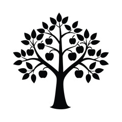 Obraz premium Monoline Apple Tree Silhouette Vector