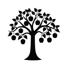 Drooping Fruit Tree Silhouette Artwork