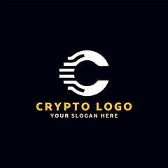 crypto currency block chain logo design vector