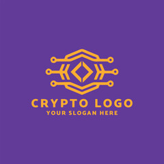 crypto currency block chain logo design vector