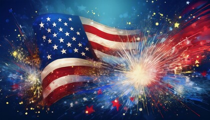 abstract illustration of american flag, colorful Sparklers, 4th Of July And Memorial Day concept background