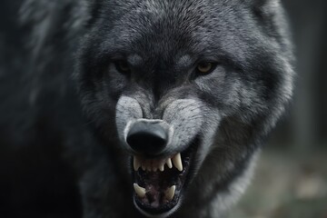 Fototapeta premium dire wolf with angry snarl and fangs 
