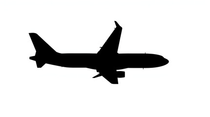 Airplane silhouette black and white flight journey travel aviation simple graphic design vector