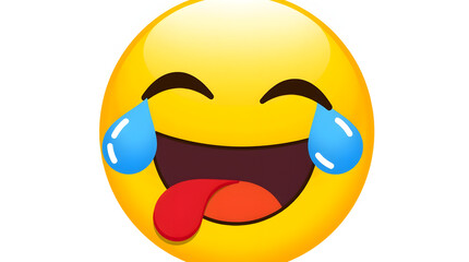 Hilarious laughing emoji with tears of joy bright yellow bold design digital illustration