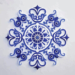 A symmetrical, intricate design centered on a white background.  Red and black decorative elements, including stylized flowers, leaves, and swirls, arranged in a complex pattern.