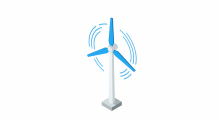Wind turbine generating energy against a clean white background  