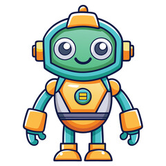 Fototapeta premium Cute cartoon robot with friendly face