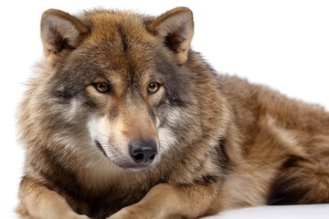 Fototapeta premium brown dire wolf showcased on clean white canvas 