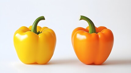 Vibrant Yellow and Orange Bell Peppers Studio Shot
