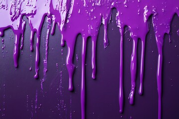 Dripping Purple Paint on Dark Purple Surface