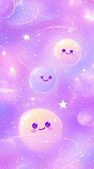 Cute space bubbles in a purple galaxy