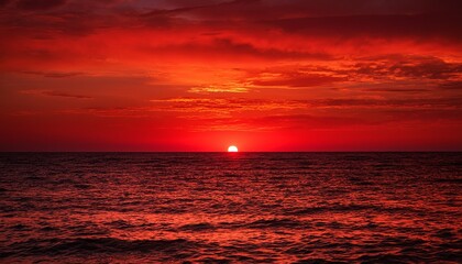 Fototapeta premium red sunset on the beach