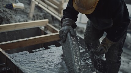 Construction Worker Pouring Concrete