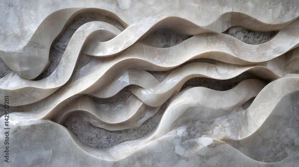 Poster a stunning concrete wall featuring intricate wave patterns. the design showcases modern architectura