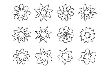 Flowers illustration with retro style easy editable line art.