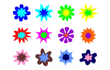 Flowers illustration with retro style easy editable color.