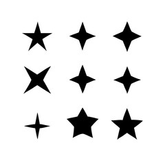 Sparkle star icons set, transparent PNG